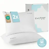 CozySense Pillow - Lot de 2 - 50x70 CM - Oreiller de sommeil avec mousse à mémoire de forme - rembourrage ajustable et housse amovible 100% coton - Oreiller - Pour les dormeurs sur le côté, le ventre