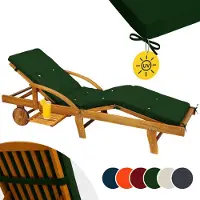 Detex Coussin pour transat vert chaise longue de jardin 195cm Hydrofuge Coussin bain de soleil intérieur extérieur