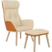 vidaXL Fauteuil relax avec pouf Crème Similicuir & Tissu