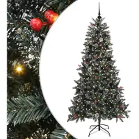 vidaXL Sapin de Noël artificiel Vert 210 cm PVC, plastique et acier