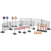 BRUDER Set d'accessoires de chantier - Panneaux de signalisation, plots - 18 cm