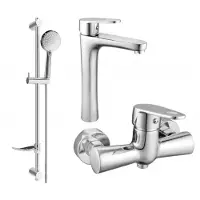 Mexen Kama DF75 SET mitigeur lavabo + mitigeur douche avec accessoires , chrome (72514DF75-00)