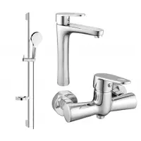 Mexen Kama DS05 SET mélangeur de lavabo + mélangeur de douche avec accessoires, chrome (72514DS05-00)