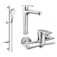 Mexen Kama DF05 SET mitigeur lavabo + mitigeur douche avec accessoires , chrome (72514DF05-00)