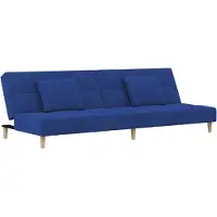 vidaXL Canapé-lit à 2 places avec deux oreillers bleu tissu