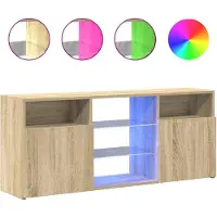 vidaXL Armoire TV avec lampes LED Chêne Sonoma 120x30x50 cm