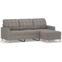 vidaXL Canapé 3 places avec pouf Taupe 180 cm Tissu