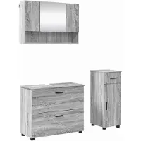 vidaXL Ensemble de meubles de salle de bain , 3 pièces, en bois stratifié imitation chêne Sonoma et métal