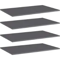 vidaXL Panneaux bibliothèque 4 pcs Gris brillant 80x50x1,5cm Aggloméré
