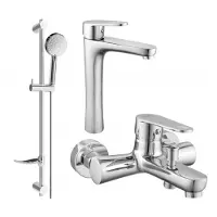 Mexen Kama DF75 Ensemble de mitigeurs de lavabo et de baignoire avec accessoires, chrome (72513DF75-00)