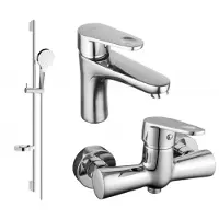 Mexen Kama DS05 SET mélangeur de lavabo + mélangeur de douche avec accessoires, chrome (72504DS05-00)