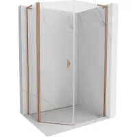 Mexen Mist L cabine de douche pentagonale asymétrique pivotante 80x100 cm, transparent, cuivre brossé - 8A8L-080-100-65-00