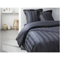 Generique Parure de lit en percale CHAUMONT - couette 240x260cm + 2 taies 63x63cm - Taupe