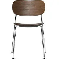 Audo Copenhagen Co Dining Chair Black steel Veneer With Arms | Chrome | Dark Stained Oak
