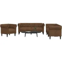 vidaXL Ensemble de canapés 3 pièces brun tissu