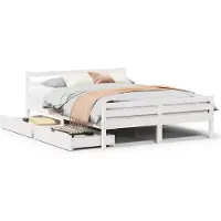 vidaXL Lit en bois massif sans matelas Blanc 135x190 cm pin
