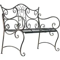 CLP Banc de jardin Tara romantique, couleur : bronze, dimensions (h/l/p) : 89/113/47 cm