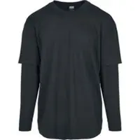 Urban Classics T-shirt manches longues de - T-Shirt Oversized Shaped Double Layer LS - S - XL - pour Homme - noir/noir - Taille S