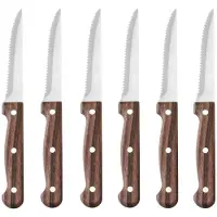 Hendi Couteau à steak - 6 pièces,, Profi Line, Brun, 6 u., (L)210mm, Couverts, Marron