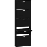 vidaXL Armoire à chaussures Noir 59x17x169 cm Bois d'ingénierie