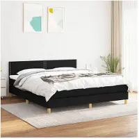 vidaXL Lit boxspring avec matelas noir 180x200 cm Tissu