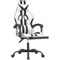 vidaXL Chaise de jeu avec repose-pieds Blanc et noir Similicuir