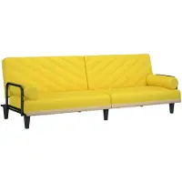 vidaXL Canapé-lit avec accoudoirs jaune clair tissu