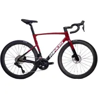 RINOS Vélo de route en carbone Odin 6.1, groupe Shimano 105 Di2, couleur rouge et noir, équipé de roues en carbone M