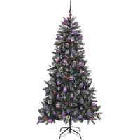 vidaXL Sapin de Noël artificiel Vert 210 cm PVC, plastique et acier