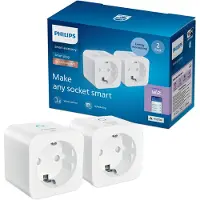 Philips Smart Lighting Prise Connectée - Lot De 2 Transformez Vos Autres Appareils En Connectés Type Prise F Blanc Compatible Avec L'app WIZ Wifi
