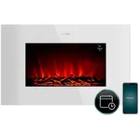 Cecotec Cheminée électrique décorative de 35 pouces, avec télécommande et compatible Wi-Fi, gamme ReadyWarm 3590 Flames Connected, couleur blanche. Puissance maximale : 2000W
