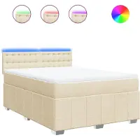 vidaXL Lit boxspring avec matelas Crème 140x190 cm Tissu