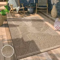 Paco Home Tapis d'extérieur résistant aux intempéries & durable Moderne aspect jute-sisal Terrasse & balcon Dimension 80x150 cm