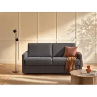 Vente-unique Canapé 2 Places Convertible Express En Tissu Calife - Gris - Couchage 120 Cm - Matelas 14 Cm