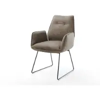 DELIFE Chaise-de-salle-à-manger Zoa-Flex microvelours taupe vintage pied trapèze noir ressorts ensachés