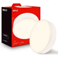 Briloner Plafonnier LED abat-jour en tissu Ø38x10,5 cm rond 24W 2600lm 3 000K blanc chaud blanc - Lustre salon chambre cuisine couloir