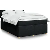 vidaXL Lit boxspring avec matelas noir 140x200 cm Tissu