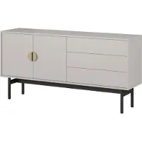 Selsey Stoon II - Meuble TV bas avec 2 portes et 3 tiroirs, couleur taupe, 154 cm