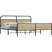 vidaXL Lit métallique sans matelas Chêne Sonoma 180x200 cm