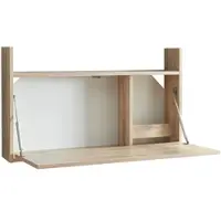 En.casa Bureau pliant 'Rautalampi' avec tablette et 2 compartiments 83 x 48 x 15 cm blanc / imitation chêne