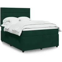 vidaXL Lit boxspring avec matelas vert foncé 140x190 cm velours