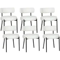 Puluomis Chaise de salle à manger, lot de 6 chaises de cuisine Chaise rembourrée avec dossier, housse amovible, laine Boucle blanche