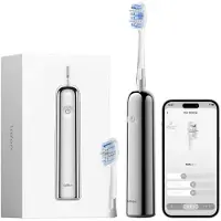 Laifen Brosse à dents électrique Wave Pro avec application, capteur de pression, autonomie de 70 jours, charge sans fil et technologie de nettoyage intelligente – en acier inoxydable