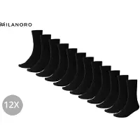 Milanoro - 12 paires de chaussettes en bambou doux pour femmes et hommes - Noir - 35-38