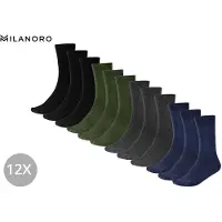 Milanoro - 12 paires de chaussettes en bambou doux pour femmes et hommes - Couleurs foncées - 39-42