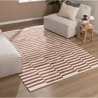 FRAAI Tapis en coton - Dazzle Blocks Marron/Blanc | 160x230 cm | Rectangulaire | Tissage plat