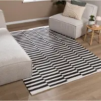 FRAAI Tapis en coton - Dazzle Blocks Noir/Blanc | 230x330 cm | Rectangulaire | Tissage plat