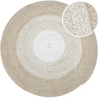 Axi Corfu Tapis D'Extérieur, Rond, Beige/Blanc, 180 X 180 Cm / Épaisseur : 5 Mm - Tapis Jardin Extérieur/Intérieur - Tapis Balcon Fabriqué À Partir