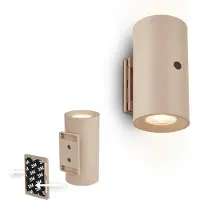 B.K.Licht Applique LED sans fil avec batterie dimmable 3 niveauxtactile lumière blanc chaud 3000 K Ø6,1 cm hauteur 12 cm couleur beige fixation sans perçage