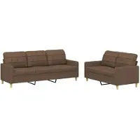 vidaXL Ensemble de canapés 2 pièces avec coussins Tissu brun